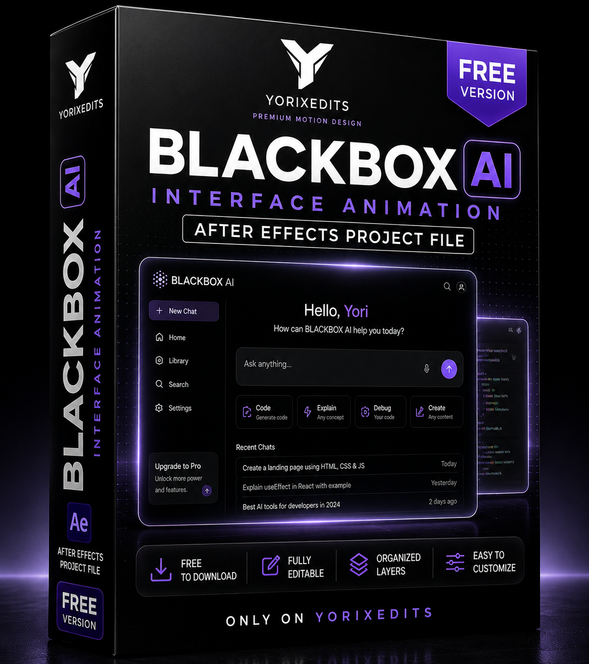 BLACKBOX AI Interface Animation Free After Effects Project File by Yorixedits