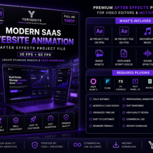 Modern SaaS Website Animation | After Effects Project File | Premium UI Motion Graphics | Yorixedits