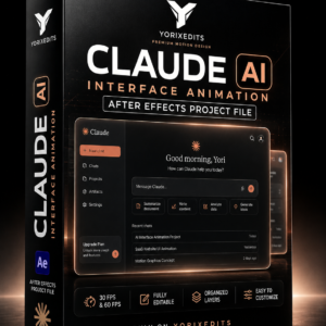 Claude AI Interface Animation After Effects Project File featuring modern AI UI design, smooth interface animations, premium motion graphics, and Adobe After Effects template by Yorixedits.