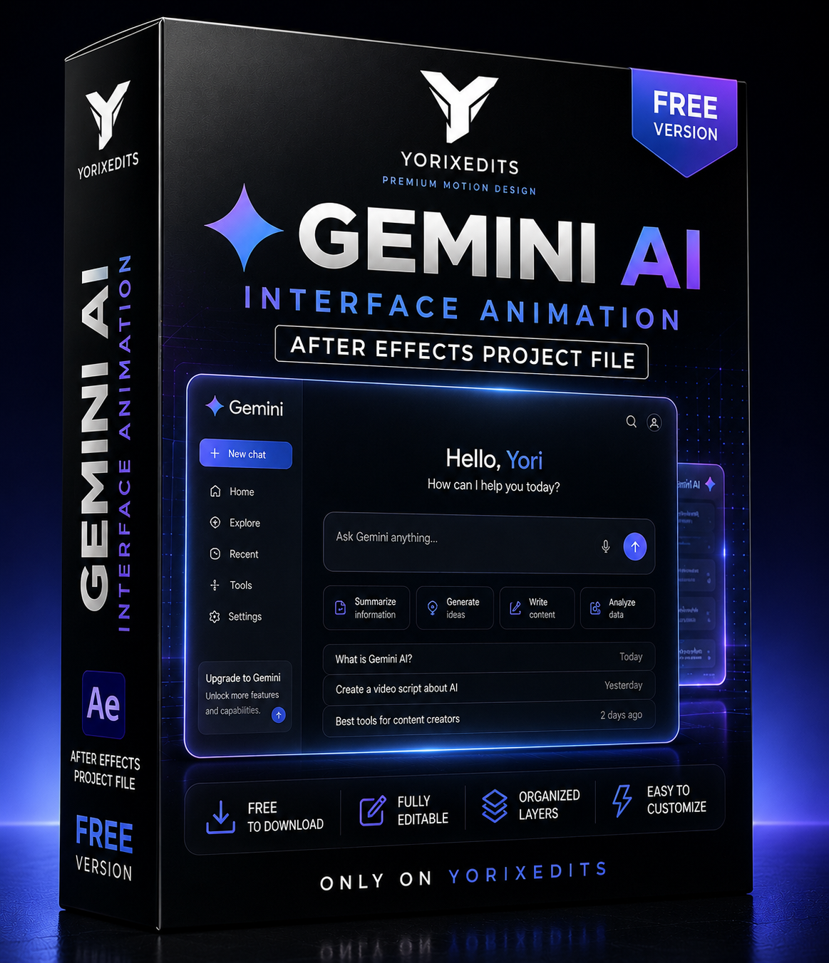 Free Gemini AI Interface Animation After Effects Project File by Yorixedits