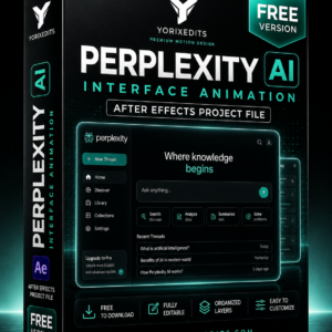 Free Perplexity AI Interface Animation After Effects Project File with modern AI UI design by Yorixedits