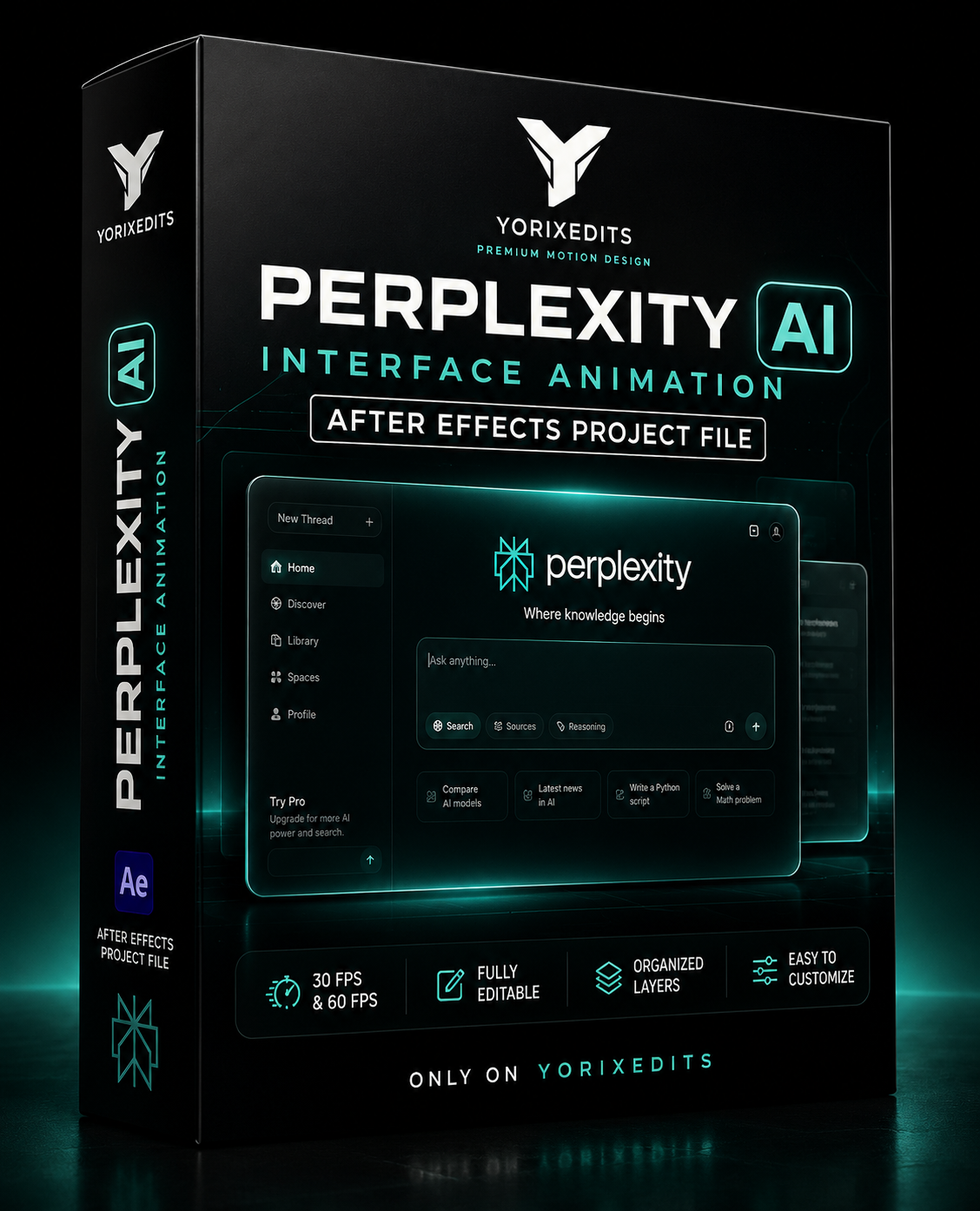 Perplexity AI Interface Animation After Effects Project File for Adobe After Effects by Yorixedits