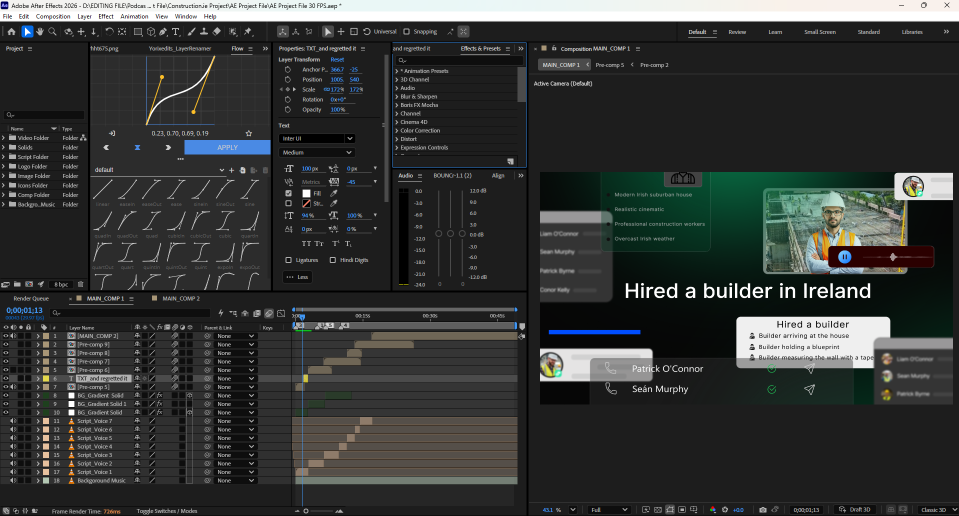 Yorixedits After Effects Project Timeline Preview for Website UI Animation