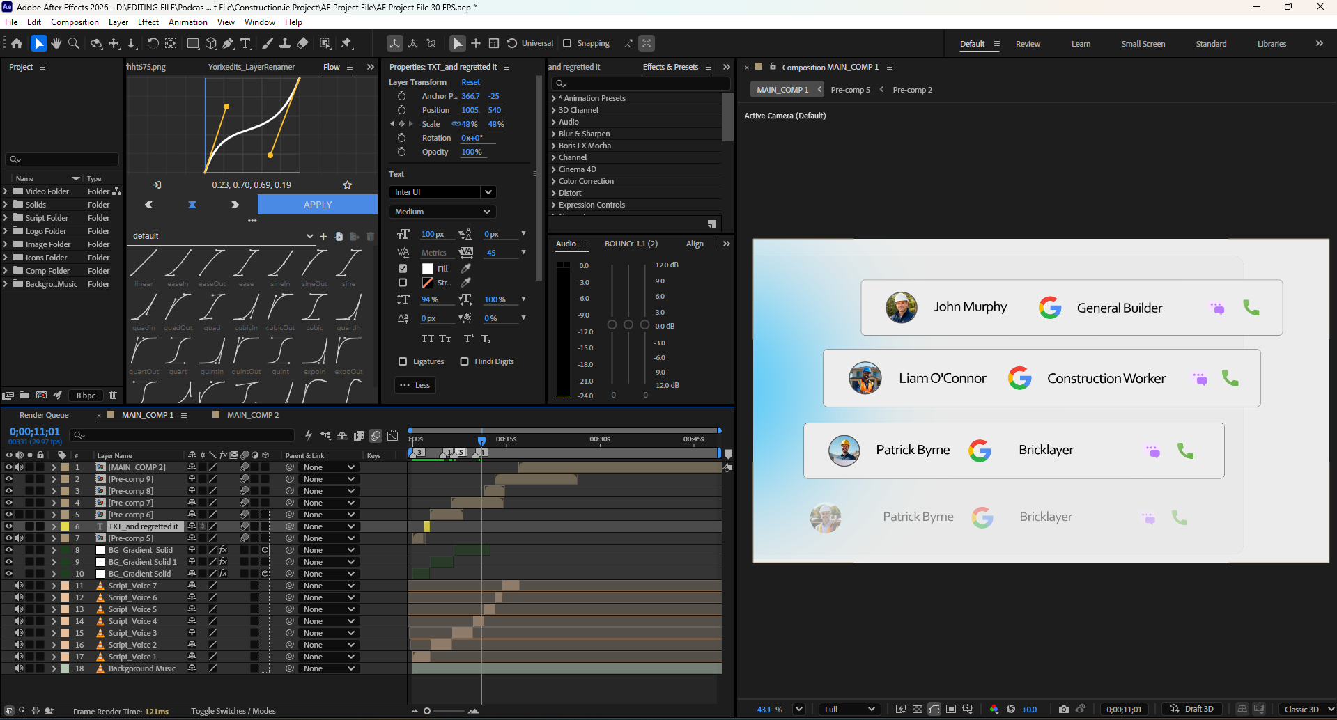 Yorixedits After Effects Project Timeline Preview for Website UI Animation