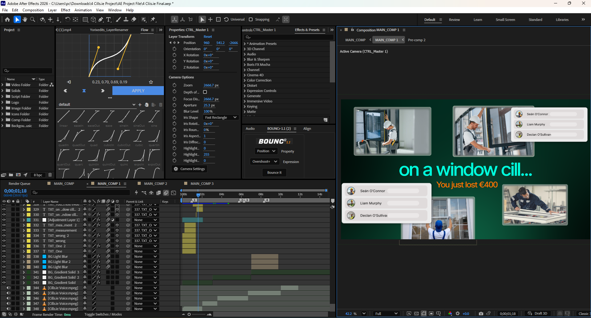 Yorixedits After Effects Project Timeline Preview for Website UI Animation