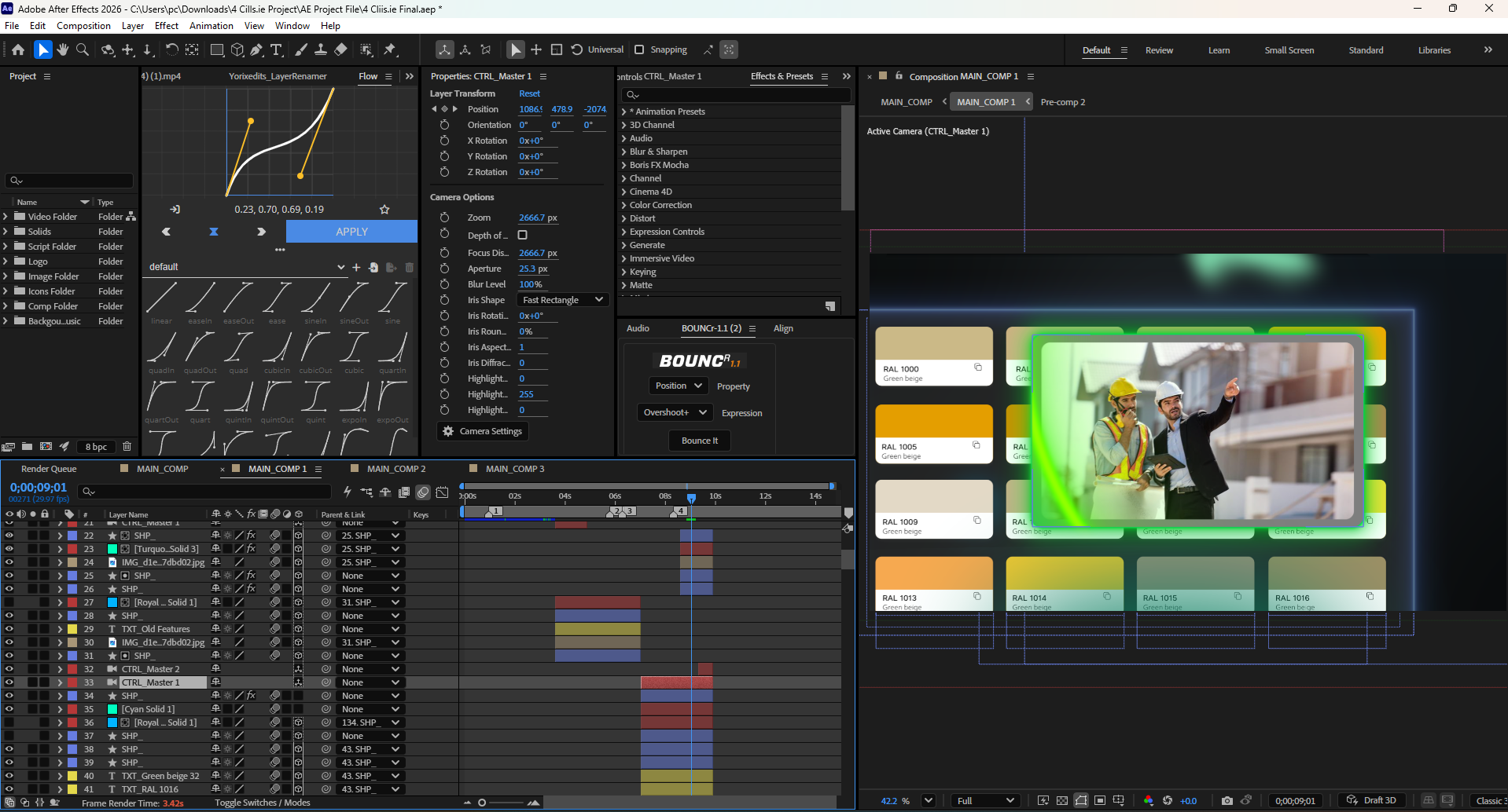 Yorixedits After Effects Project Timeline Preview for Website UI Animation