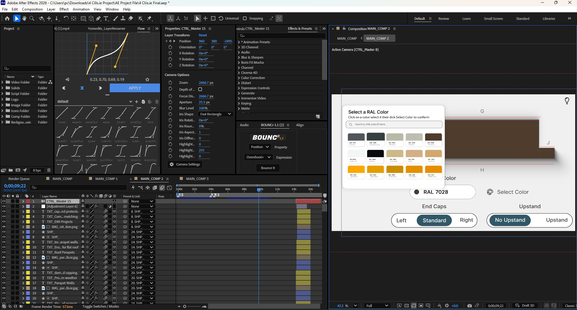 Yorixedits After Effects Project Timeline Preview for Website UI Animation